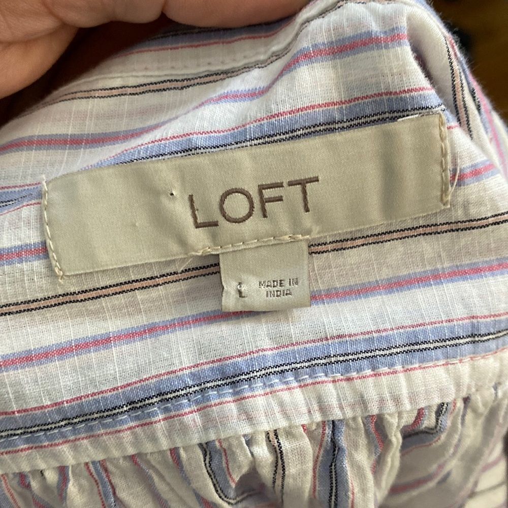 Loft Oversized Puff Sleeve Round Hem Button Up Blouse - Picture 11 of 15